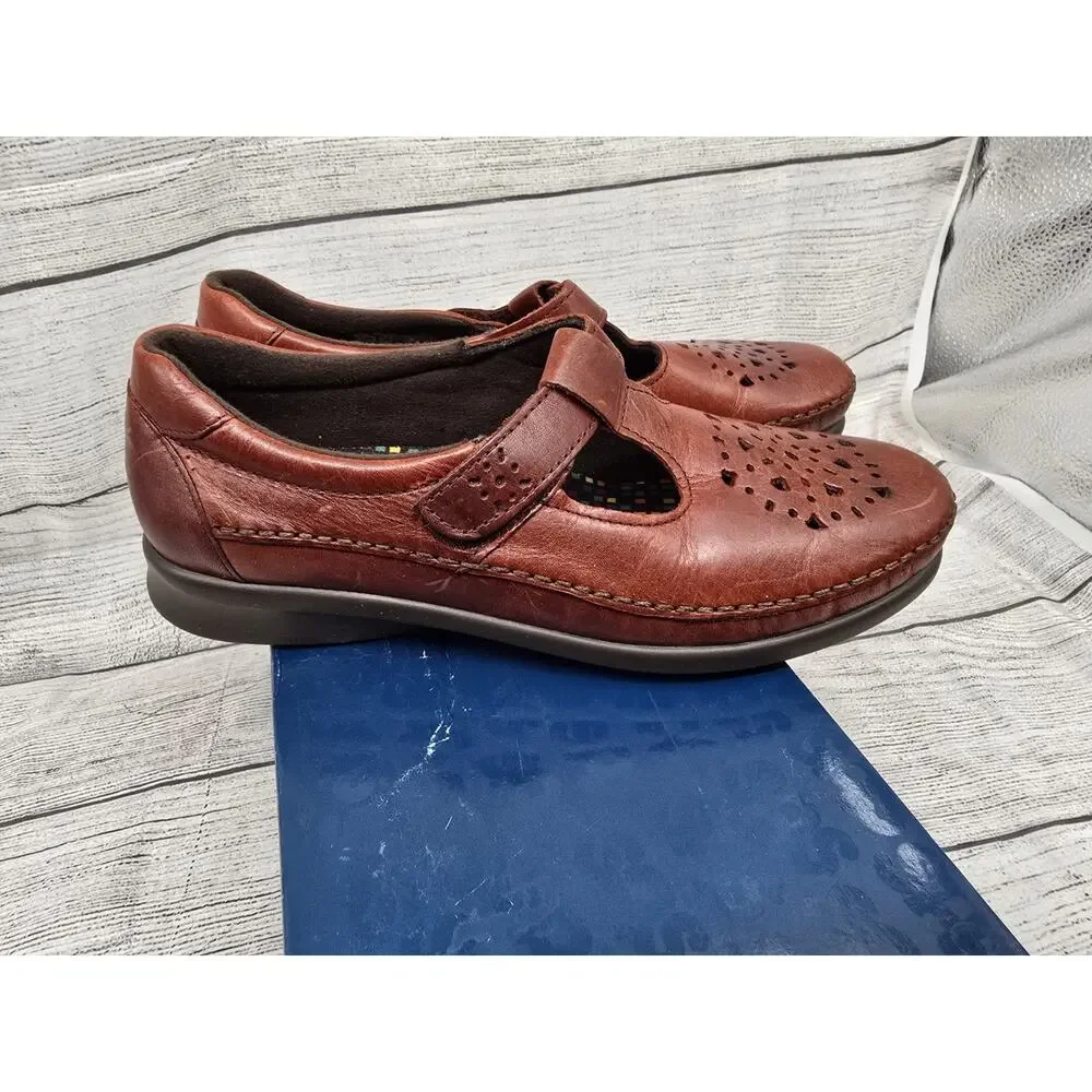 SAS Womens Size 8 N Leather Willow Slip On Loafers Walking Shoes Walnut Brown - Picture 6 of 12